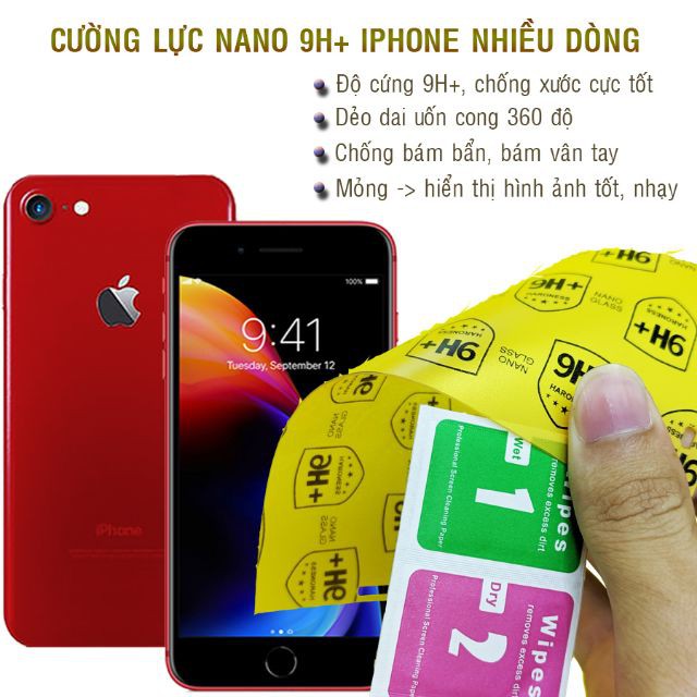 Kính cường lực nano dẻo mặt trước, sau cho iPhone 4, 4s, 5, 5s, 6, 6s, 7, 8 95