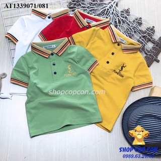 Áo thun phối cổ thêu chữ YSL cho bé trai từ 9 -32kg