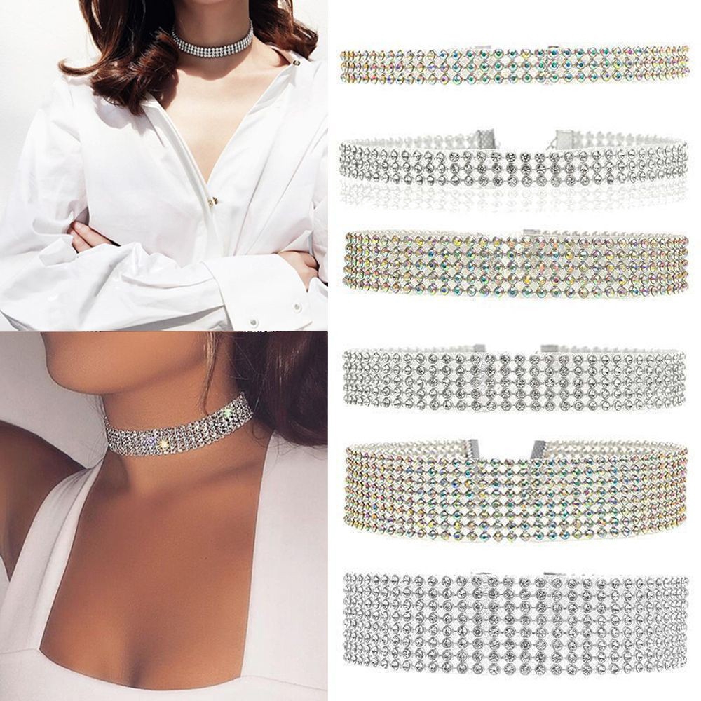 Vòng cổ choker đính đá pha lên nhân tạo lấp lánh sang trọng dành cho nữ | BigBuy360 - bigbuy360.vn