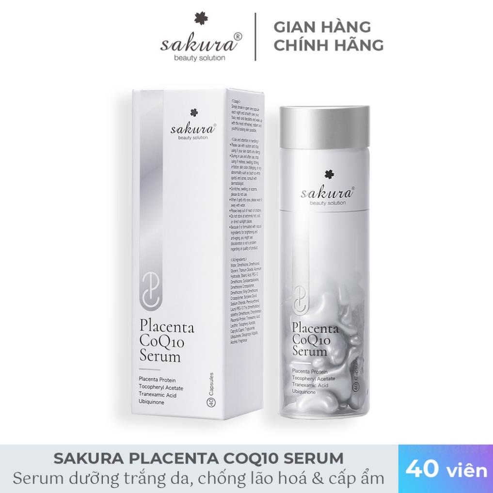 Serum dưỡng trắng da chống lão hóa tinh chất nhau thai cừu Sakura Placenta COQ10 40 viên - Mỹ Phẩm Mai Hân