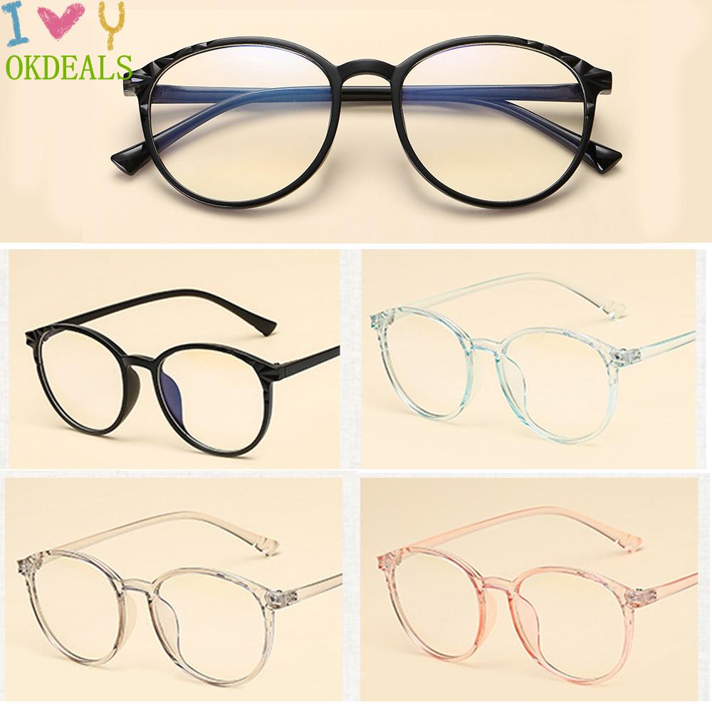 Mắt Kính Gọng Tròn Tròng Trong Suốt Siêu Nhẹ Chống Ánh Sáng Xanh Phong Cách Vintage