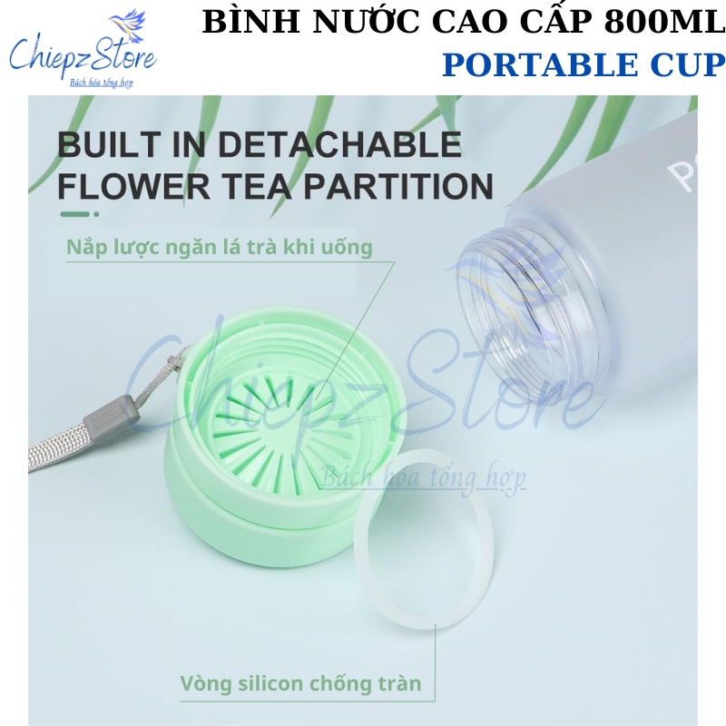Bình nước Portable Cup - Bình đựng nước cao cấp 800ml - BPA free