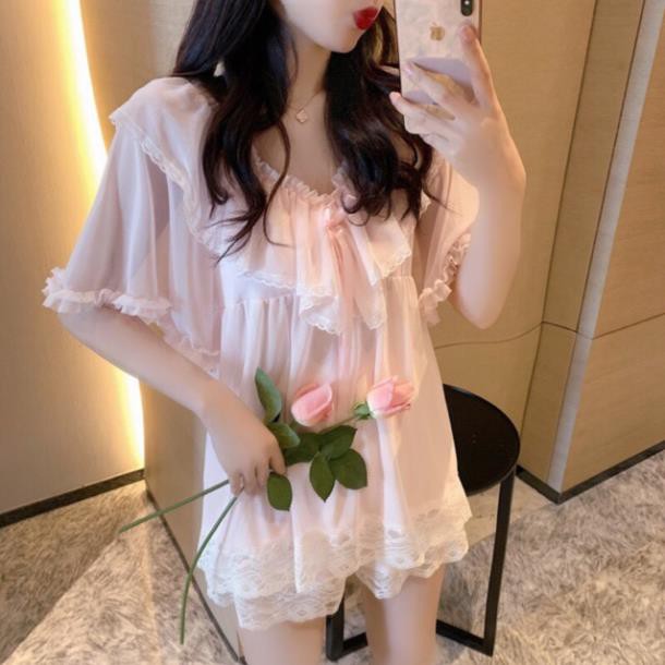 Bộ ngủ hồng ulzzang siêu xinh (có clip) | BigBuy360 - bigbuy360.vn