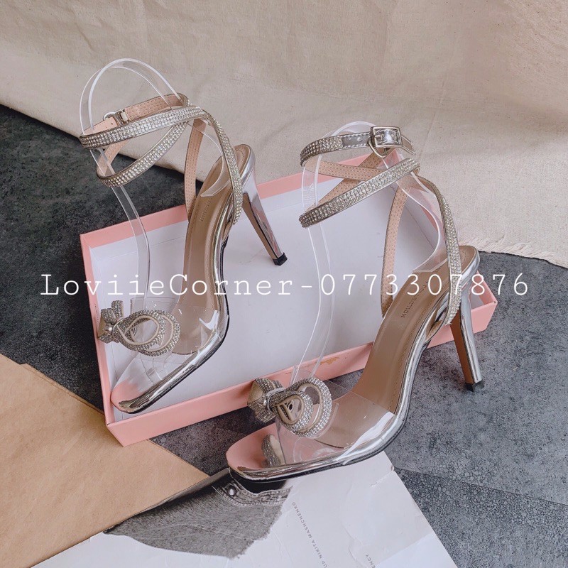 SANDAL CAO GÓT 9CM NỮ LOVIIECORNER - GIÀY CAO GÓT ĐÍNH ĐÁ QUAI MẢNH - SANDAL GÓT NHỌN NỮ 9 PHÂN DÂY CHÉO G201165