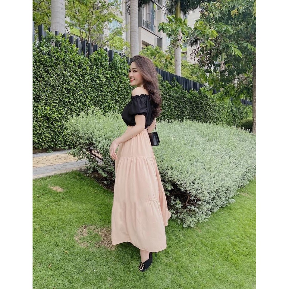 Set vay voan phối áo trễ vai xinh MAGB210620