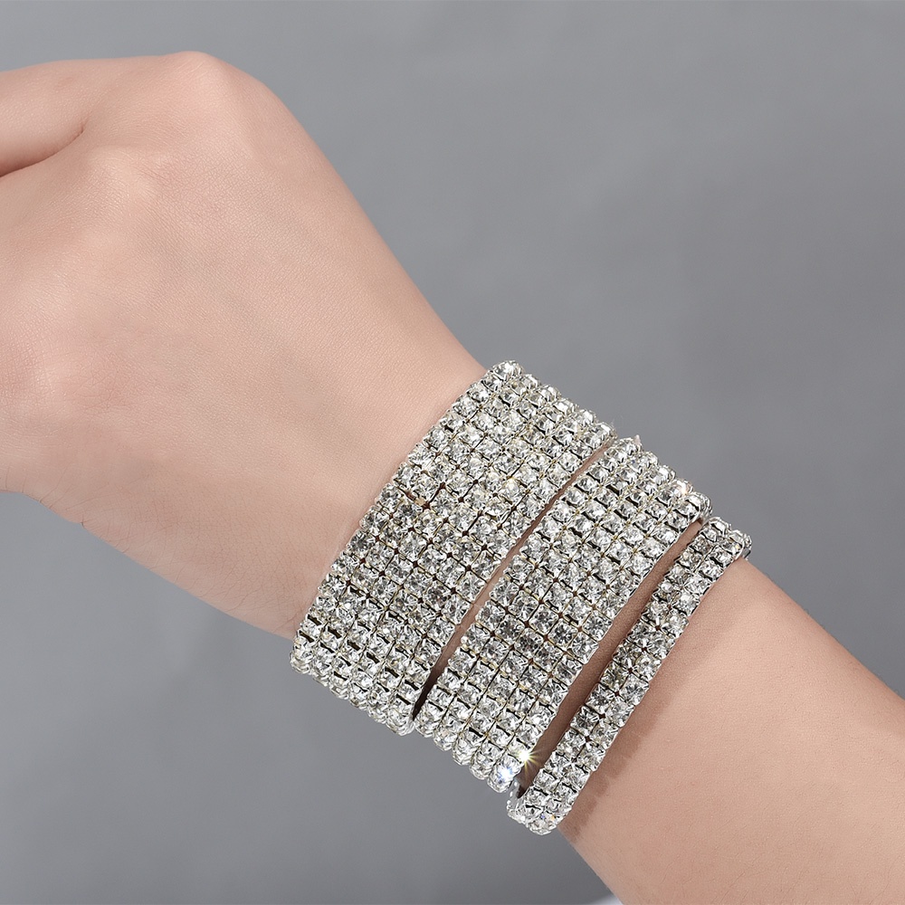 Vòng Tay Co Giãn Đính Đá Pha Lê Lấp Lánh Thời Trang 1 / 2 / 3 / 4 / 5 / 6 Hàng