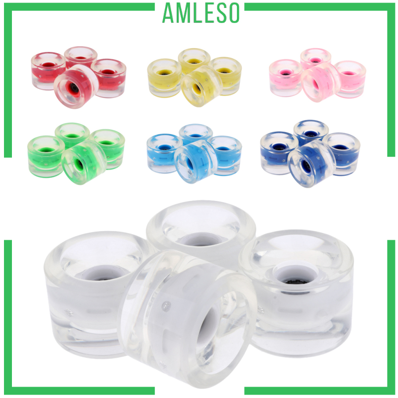 [AMLESO]4pcs Longboard Light Up Wheels Skateboard Cruiser Repair Rebuilding White