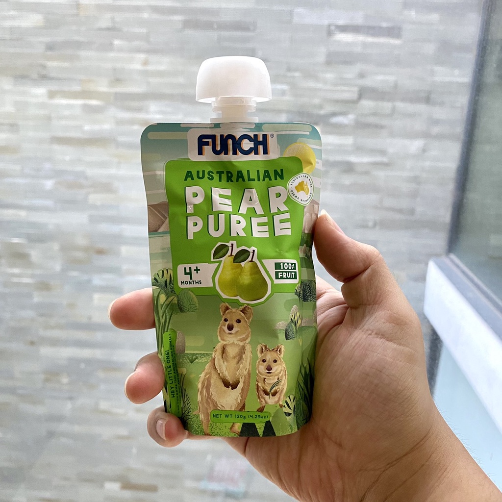 Hoa Quả Nghiền Cho Bé Ăn Dặm Từ 4 Tháng Tuổi FUNCH 100% Lê Xay Nhuyễn 120g Date T09/2023