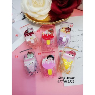  Kẹp tóc - Bấu tóc (3 - 5 răng) trong đính icon kem ốc quế