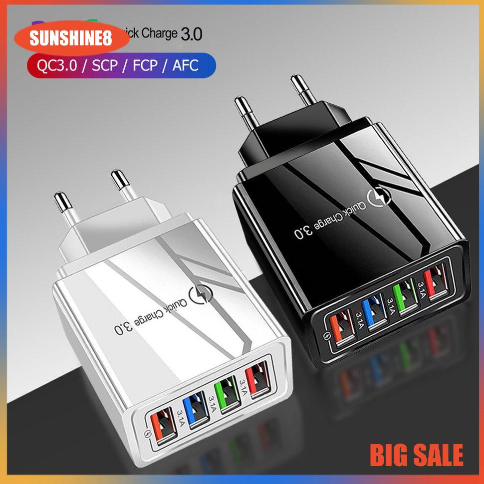 【SUN】Củ Sạc 4U Cổng USB Phích Cắm EU Cho Điện Thoại Di Động