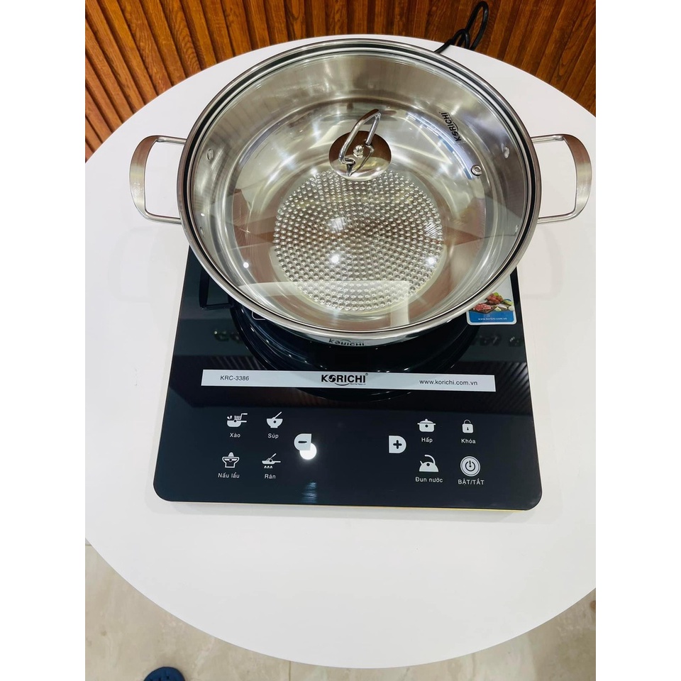 Bếp từ đơn cảm ứng KORICHI KRC-3386 + tặng kèm nồi INox cao cấp- Công suất 2200W-Bảo hành 12 tháng toàn quốc