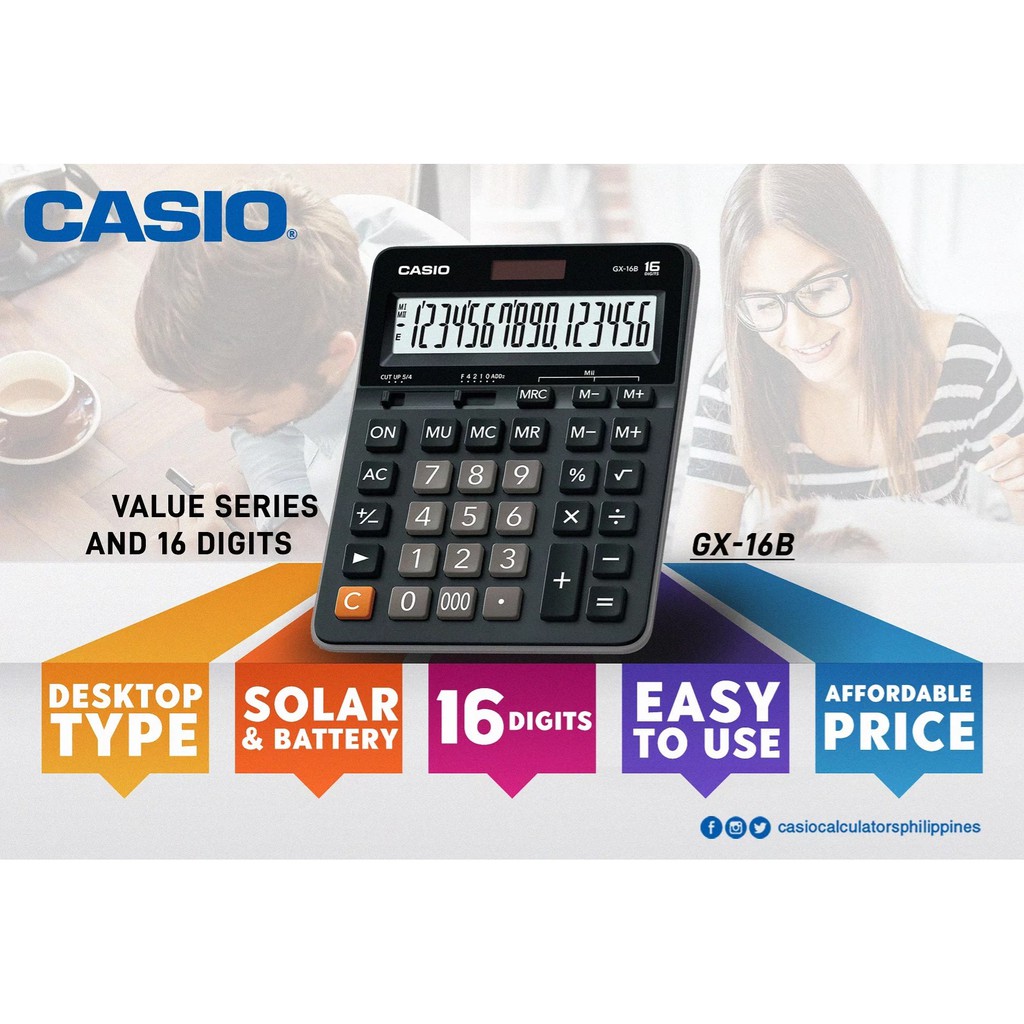 Máy tính CASIO GX-16B (16 số) – “Chuẩn mực Văn phòng” - 5 Năm Bảo Hành – Máy tính Cầm Tay Chính Hãng