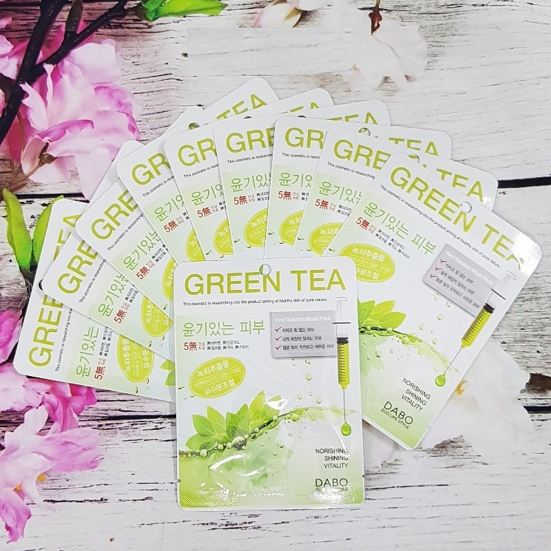 Đắp mặt nạ trà xanh ngừa mụn Green Tea Dabo Hàn quốc ( 22ml/ gói)