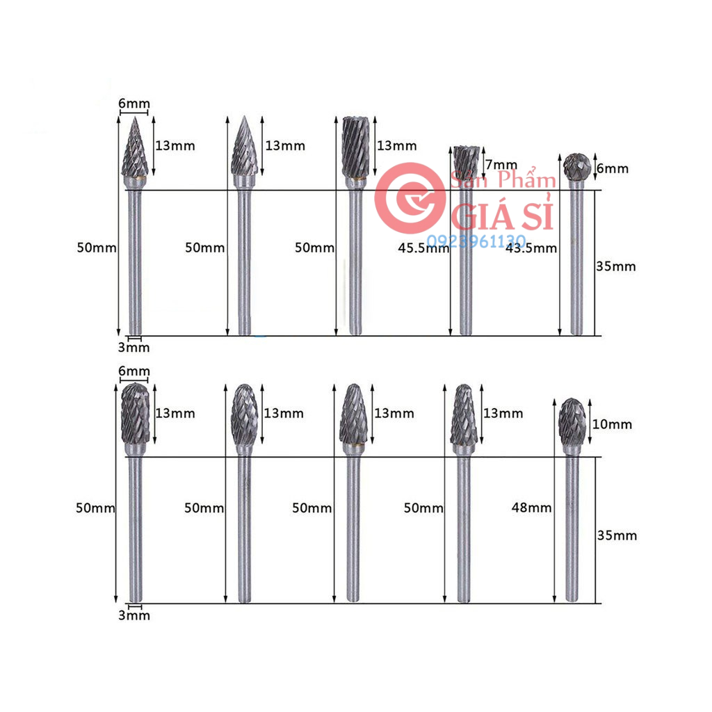 Mũi mài khắc hợp kim trục 3mm - mũi khắc mài gỗ cao cấp ❤️freeship❤️