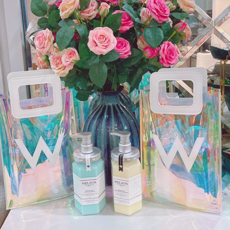 Túi 7 Màu Holagram Weilaiya Chính Hãng Limited PVC Dẻo, Túi Bling Hot Trend, Túi Xách Tay Đựng Mỹ Phẩm Dầu Gội Skincare