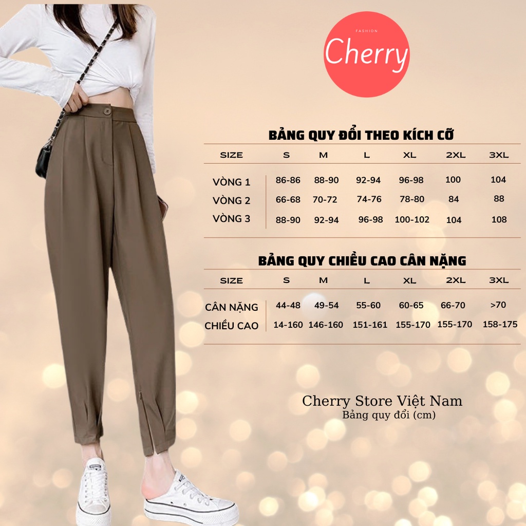  Quần baggy nữ lưng cao màu đen có khóa gấu CHERRY quần tây ống suông V049 | BigBuy360 - bigbuy360.vn