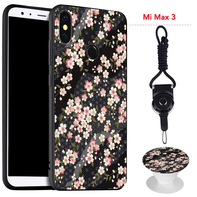 For Xiaomi Mi Max 3 Silica Gel Soft Phone Case With the Airbag Phone Bracket And String