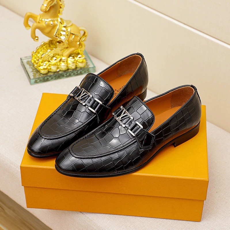 giày lười nam viền da cá sấu đế cao louis vuitton LV