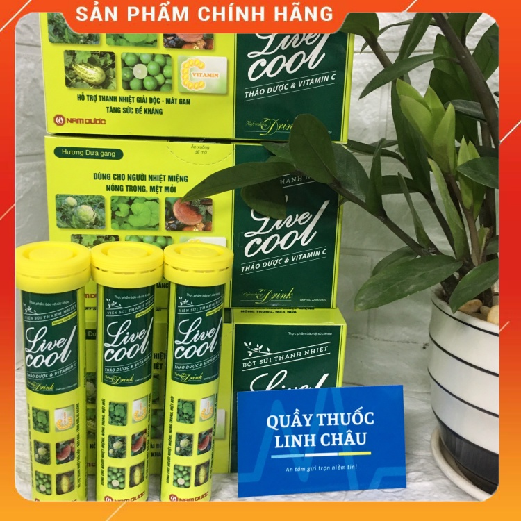 Viên sủi thanh nhiệt Live Cool Nam Dược, tub 16 viên, dùng được cho người tiểu đường, ăn kiêng