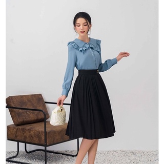 Chân váy dáng xòe dập li kèm tag cao cấp Chất liệu twill silk Orchid GT8X580