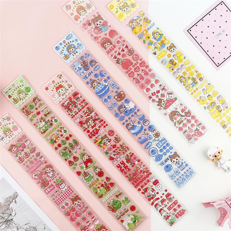 Sticker Hình dán cô gái tóc xù dễ thương