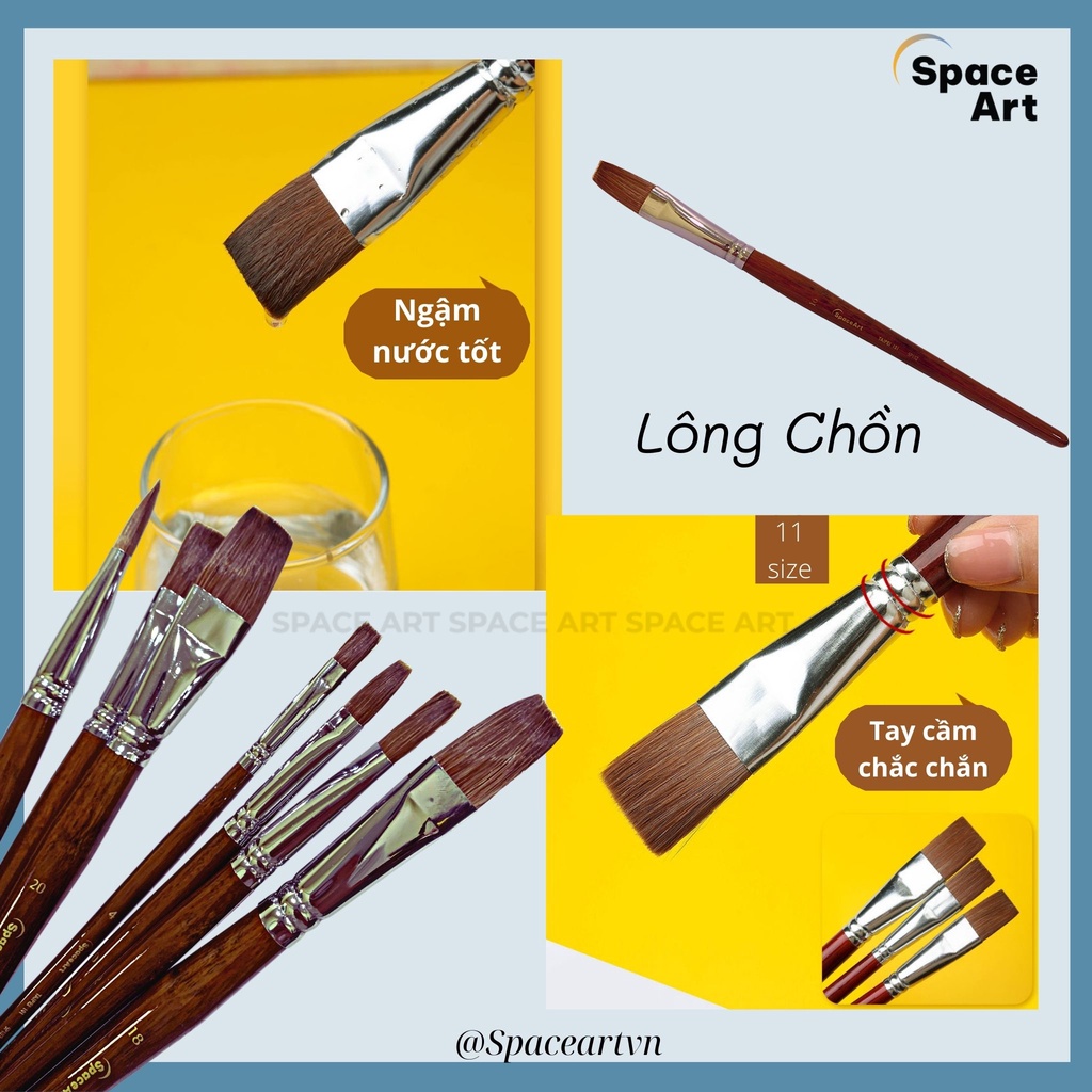 Cọ vẽ Bản ngang lông chồn Taipei SP102 vẽ màu nước,acrylic, màu bột