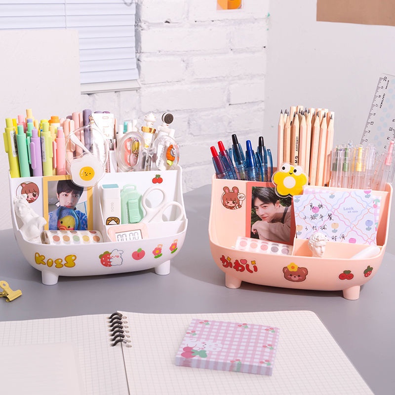 Hộp Đựng Bút Viết Bàn Học Dụng Cụ Học Tập Tặng Kèm Sticker Mini Ngẫu Nhiên