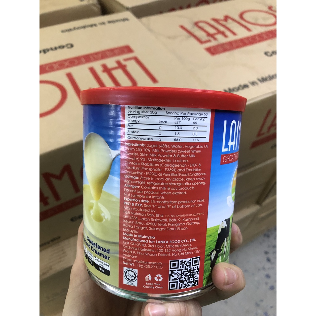 Sữa Đặc Có Đường Cao Cấp LAMOSA Lon 1Kg Kem Đặc Có Đường Lon 1Kg