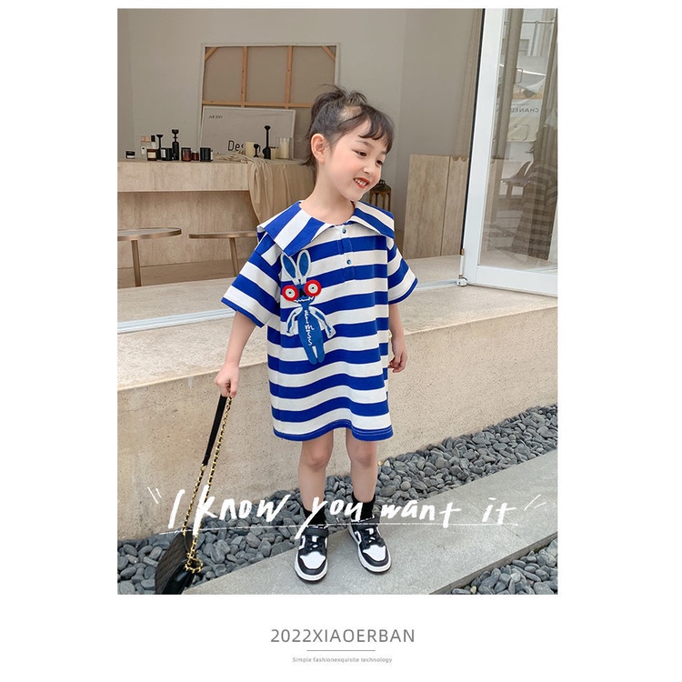 Đầm Thun Polo Cotton Mỏng Màu Nhuộm Thời Trang Mùa Hè Hàn Quốc Mới Cho Bé Gái