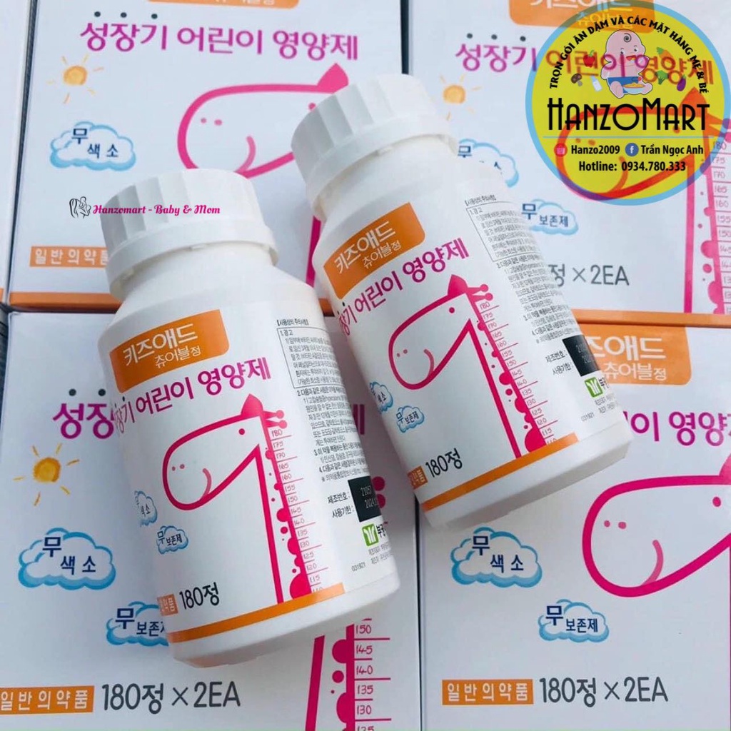 Canxi cho bé KẸO NGÂM CANXI TĂNG CHIỀU CAO (hộp 180v)