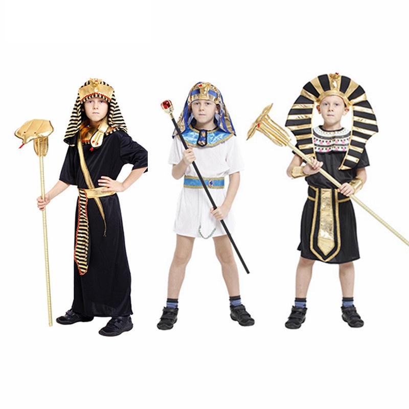 Halloween Bé Trai Ai Cập Cổ Cosplay Trẻ Em Ai Cập Pharaoh Vua Cleopatra Hoàng Tử Trang Phục Trẻ Em C