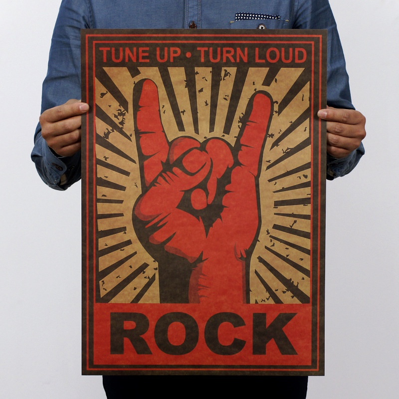 Áp phích 51x36cm in chữ Keep Rock And Roll! phong cách rock cá tính