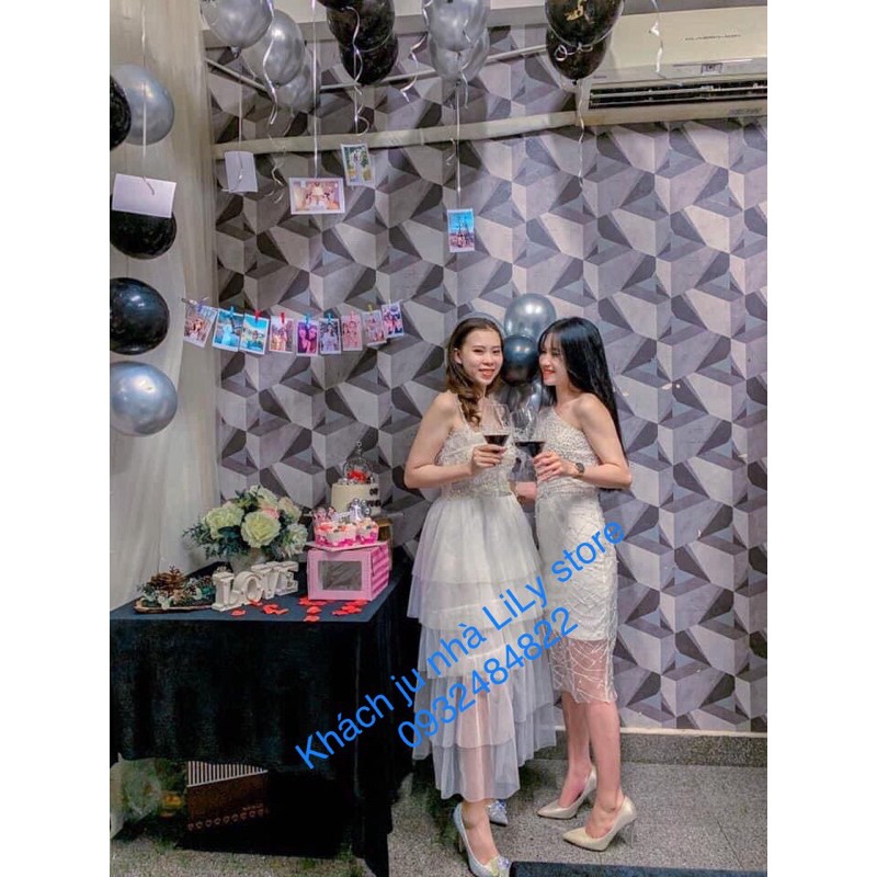 Đầm body phối lưới kết chuỗi cườm (kèm feeback của khách)