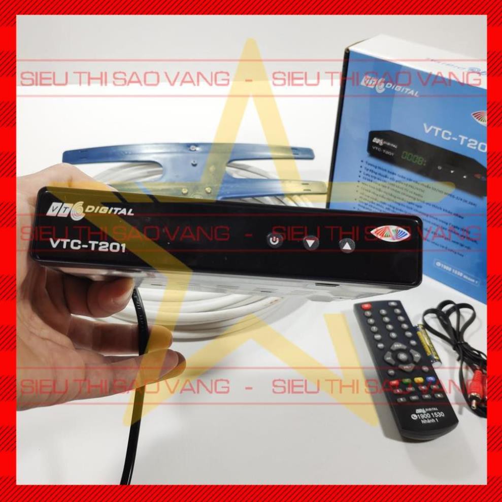 Đầu thu kĩ thuật số mặt đất DVB T2 VTC T201 tặng Anten xanh 15m