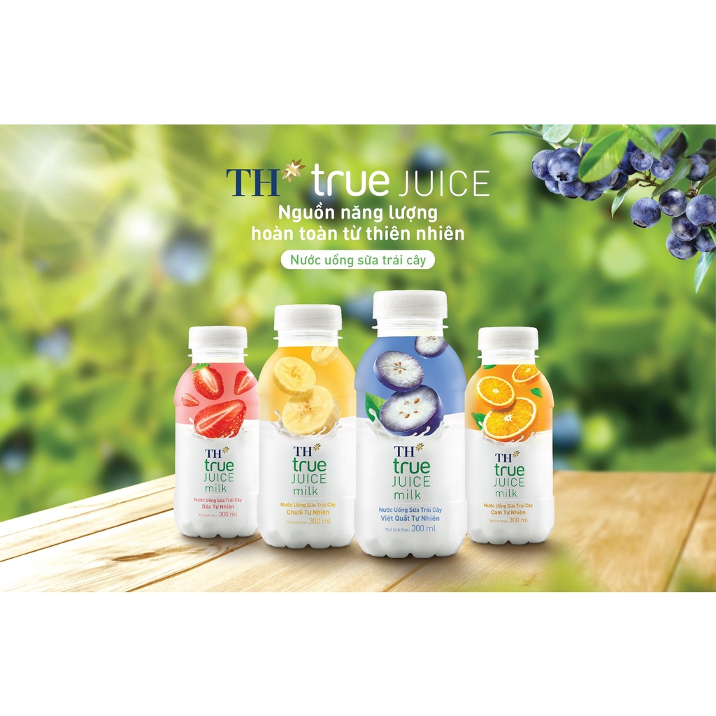 NƯỚC UỐNG SỮA TRÁI CÂY TỰ NHIÊN - TH TRUE JUICE MILK 300ml (dâu, chuối, việt quất, cam)