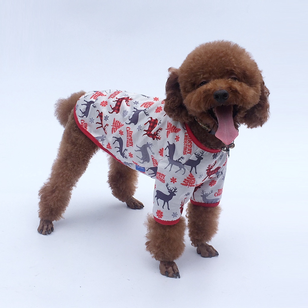 Áo Thun Cotton Giáng Sinh Thời Trang Cho Thú Cưng Dễ Thương