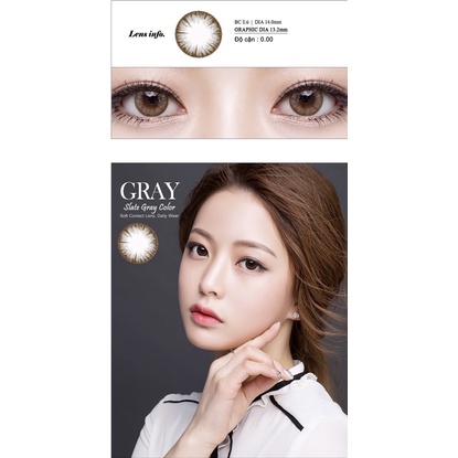 (8.6/14.0) Kính áp tròng 0 độ màu 1 ngày (Korea) Shadow Gray, Light Gray, Cinnamon, Sea Green