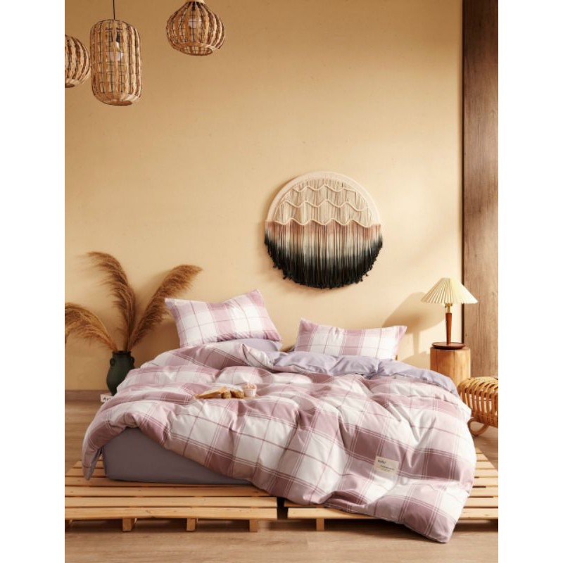 Bộ Chăn Ga Gối Cotton Tici Kẻ. Chăn Ga Phong Cách Hàn Quốc