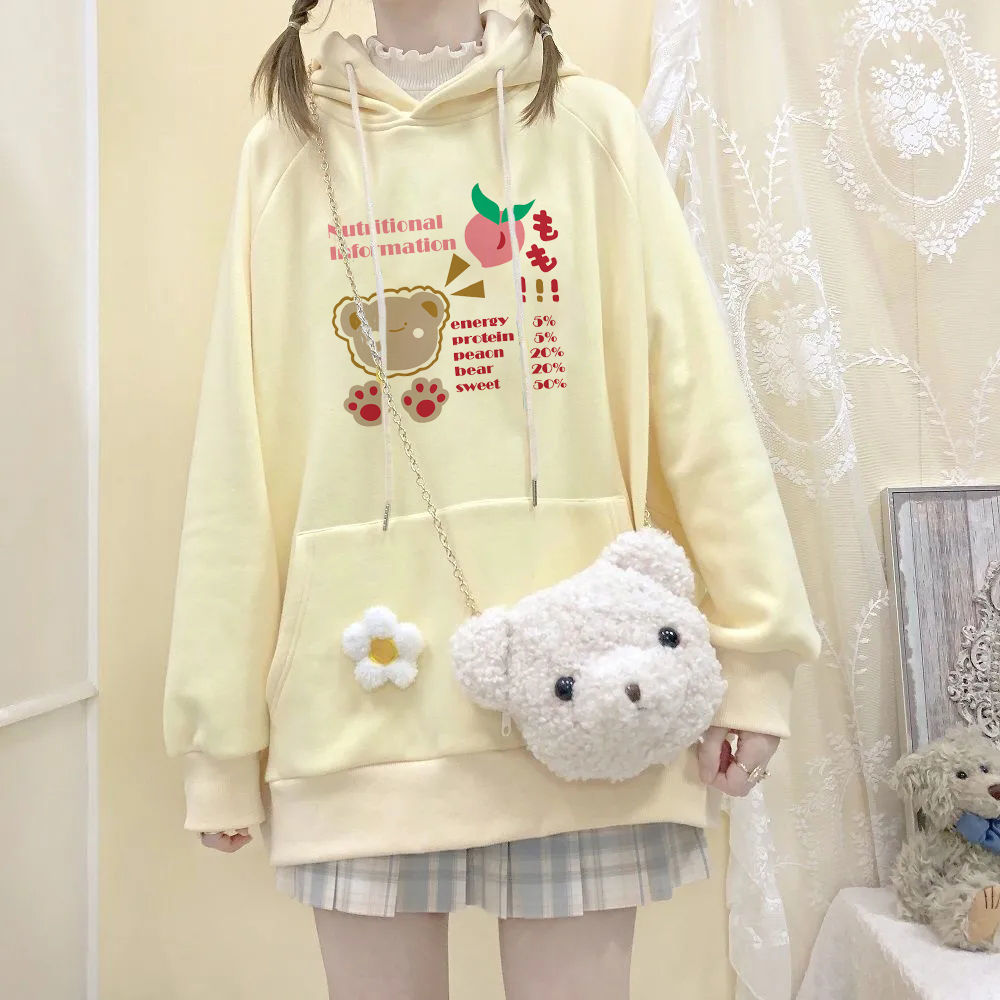 Áo Hoodie Dáng Rộng In Họa Tiết Hoạt Hình Xinh Xắn Theo Phong Cách Nhật Bản