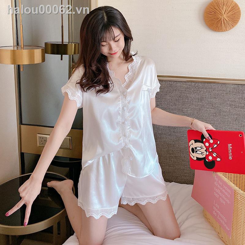 Bộ Đồ Ngủ Tay Ngắn Cổ Chữ V Phối Ren Thời Trang Mùa Hè Cho Nữ | BigBuy360 - bigbuy360.vn