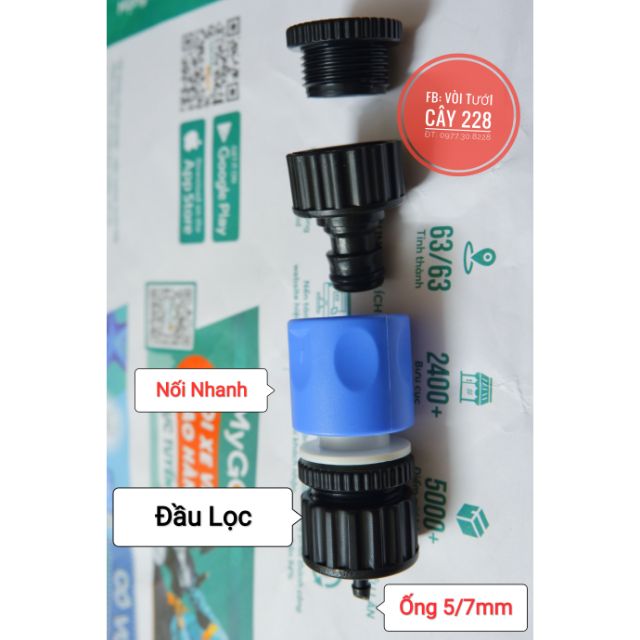 Trọn bộ nối nhanh dây ống 6, 4/7, 5/7 mm có lọc Aquamate