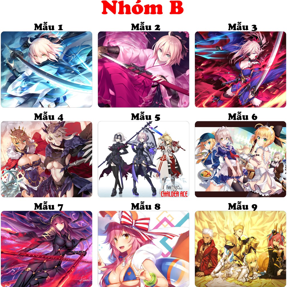 &lt;27 mẫu&gt;Lót chuột máy tính Anime Fate Grand Order cỡ bàn di chuột lớn 20x24cm chất liệu mouse pad cao su