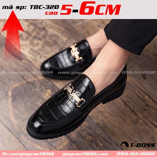 [5cm-6cm] giày Công Sở tăng chiều cao t-Boss; da bò cao cấp TBC-322Đ