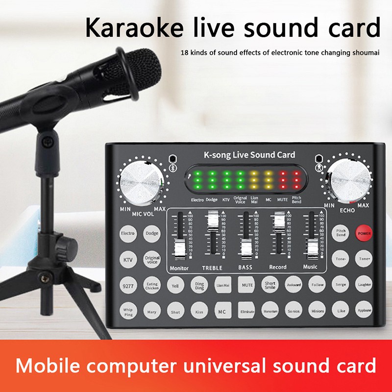 F9 Bluetooth Webcast Sound Card 18 Sound Headset Microphone Live Streamer Broadcast Sound Card for Computer PC