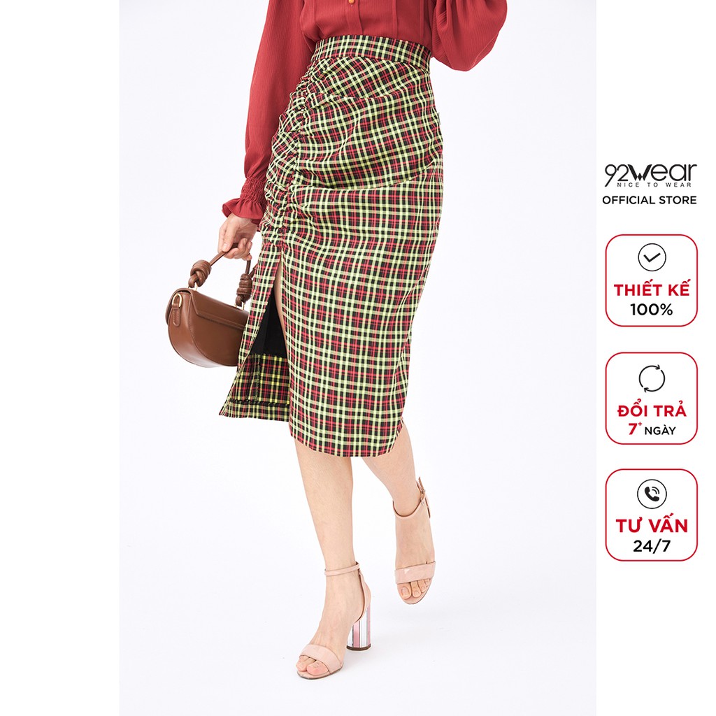 Chân váy ulzzang 92WEAR thiết kế dài rút nhún một bên JDA1724 | BigBuy360 - bigbuy360.vn