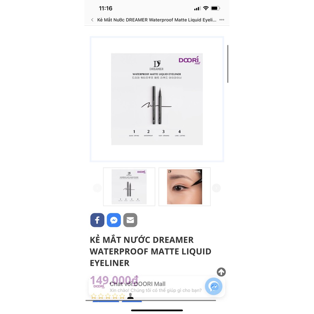 Kẻ Mắt Nước Chống Trôi DREAMER Waterproof Matte Liquid Eyeliner (Hàn Quốc) | BigBuy360 - bigbuy360.vn