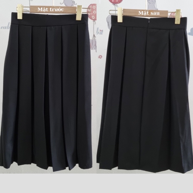 Chân váy dài xếp ly lưng cao công sở đẹp dáng xòe chữ A màu đen – (CV01) | BigBuy360 - bigbuy360.vn