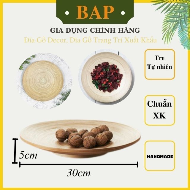 Đĩa Gỗ Decor, Dĩa Gỗ Trang Trí, Đựng Đồ Ăn Hàng Thủ Công Tiêu Chuẩn Xuất Khẩu - BAP