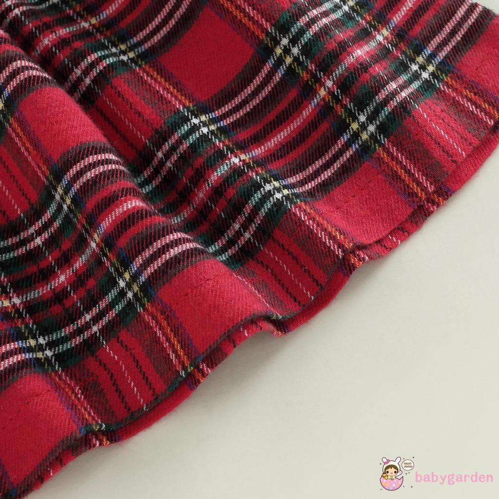 Đầm Chữ A Tay Dài Cổ Bẻ In Họa Tiết Caro Phối Thắt Lưng Thời Trang Mùa Xuân Cho Bé Gái 6 Tháng-5 Tuổi