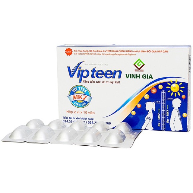 ✅ Vipteen hỗ trợ tăng chiều cao ( D3 MK7 ) hộp 20 viên